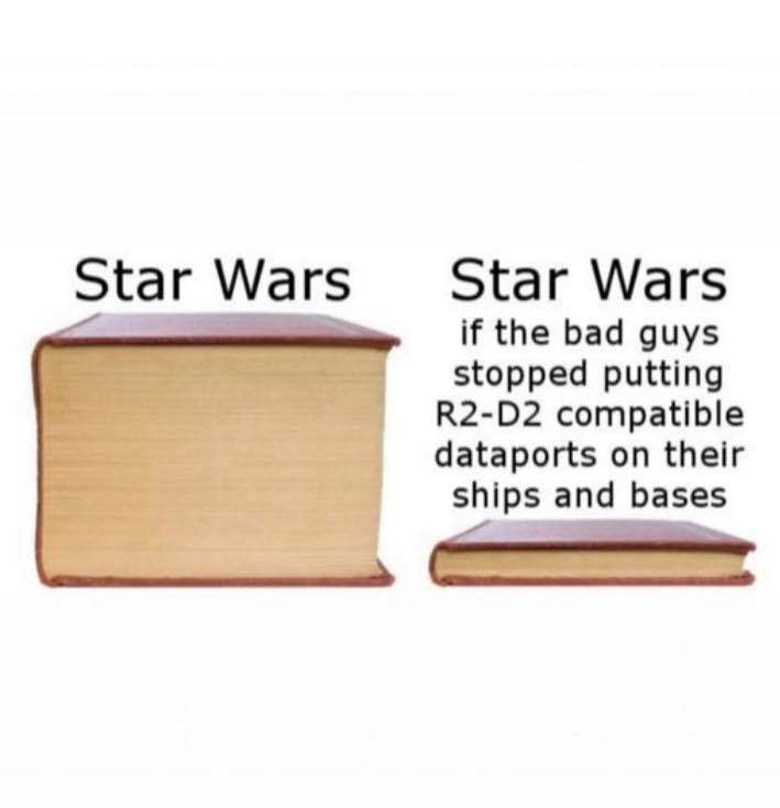 The meme is a play on the classic "book" meme, where a book is shown with a comparison between its original size and a smaller, more compact version. The text "In a galaxy far, far away..." is written on the original book, and the text "In a galaxy far, far away... but with more space" is written on the smaller book.